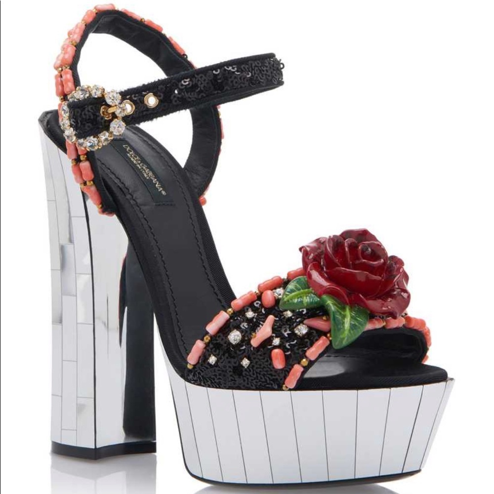Dolce & Gabbana Mirrored Embellished Sandals